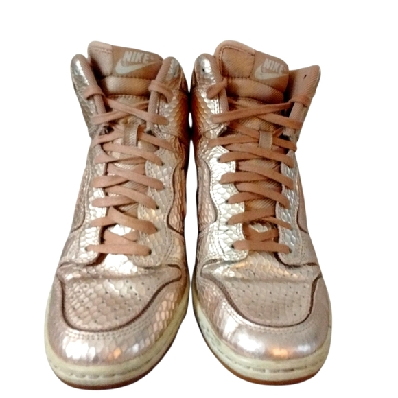 Nike Dunk Sky High Cut Out Metallic Pink Wedge Sneakers Size 7.5 Rare - Picture 4 of 13